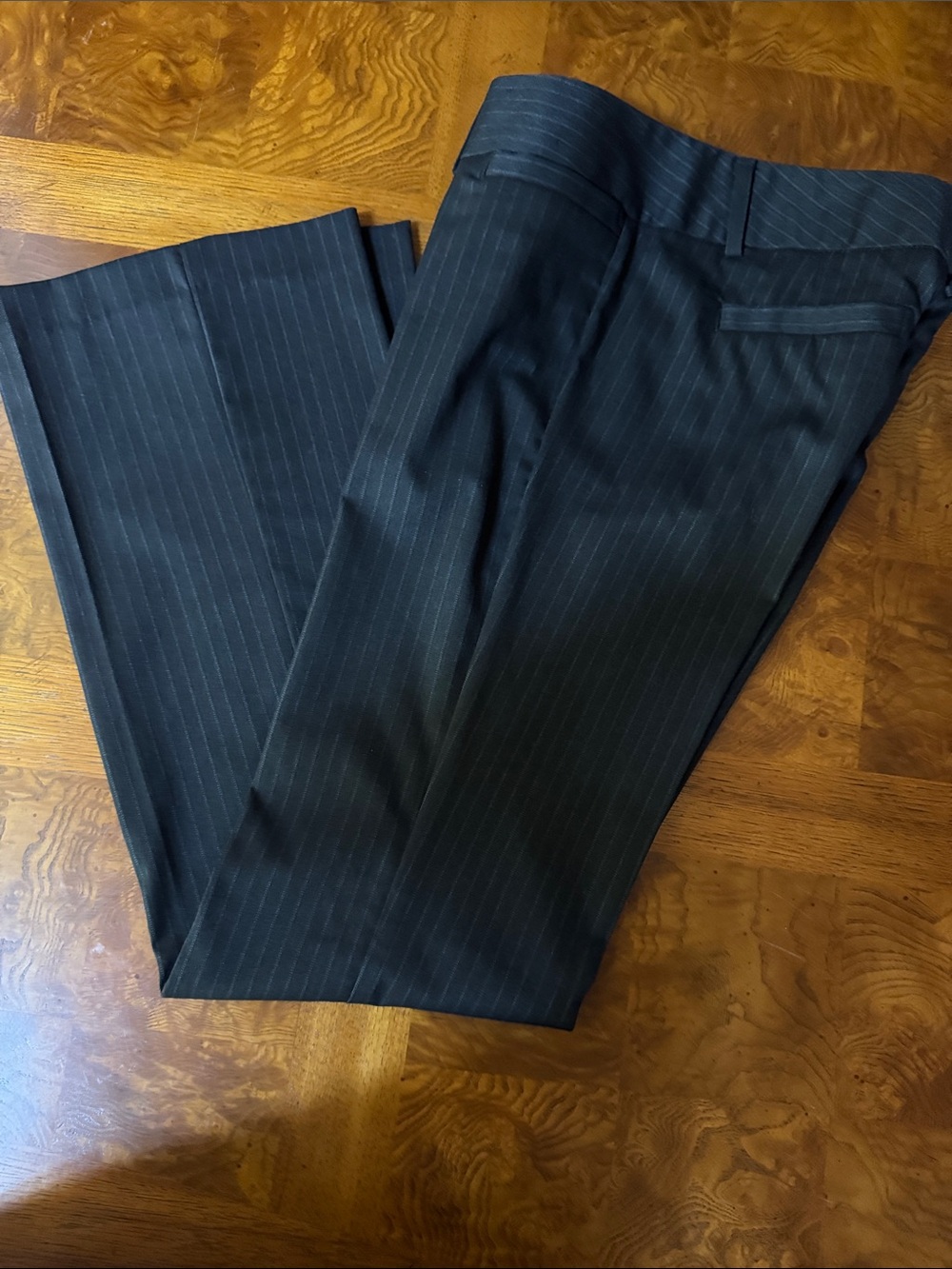 NWOT Banana Republic Mid Waist Charcoal Pinstripe Pants Straight Leg